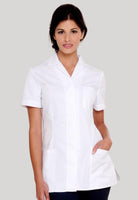 Nurses Uniform Tunic 401B with Concealed Buttons + Square Collar | WHITE