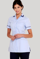 Nurses Uniform Tunic 401B with Concealed Buttons + Square Collar | SKY/NAVY