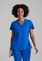 Barco One 4 Pocket V-Neck Perforated Panel Scrub Top | New Royal