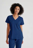 Barco One 4 Pocket V-Neck Perforated Panel Scrub Top | NAVY