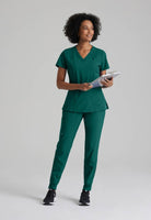 Barco One 4 Pocket V-Neck Perforated Panel Scrub Top | Hunter Green