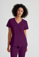 Barco One 4 Pocket V-Neck Perforated Panel Scrub Top | Wine