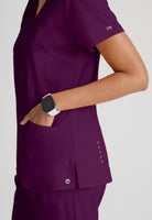 Barco One 4 Pocket V-Neck Perforated Panel Scrub Top | Wine