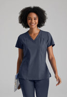 Barco One 4 Pocket V-Neck Perforated Panel Scrub Top | Steel