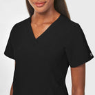 W123 WOMENS STYLIZED V-NECK TOP | BLACK