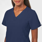 W123 WOMENS STYLIZED V-NECK TOP | NAVY