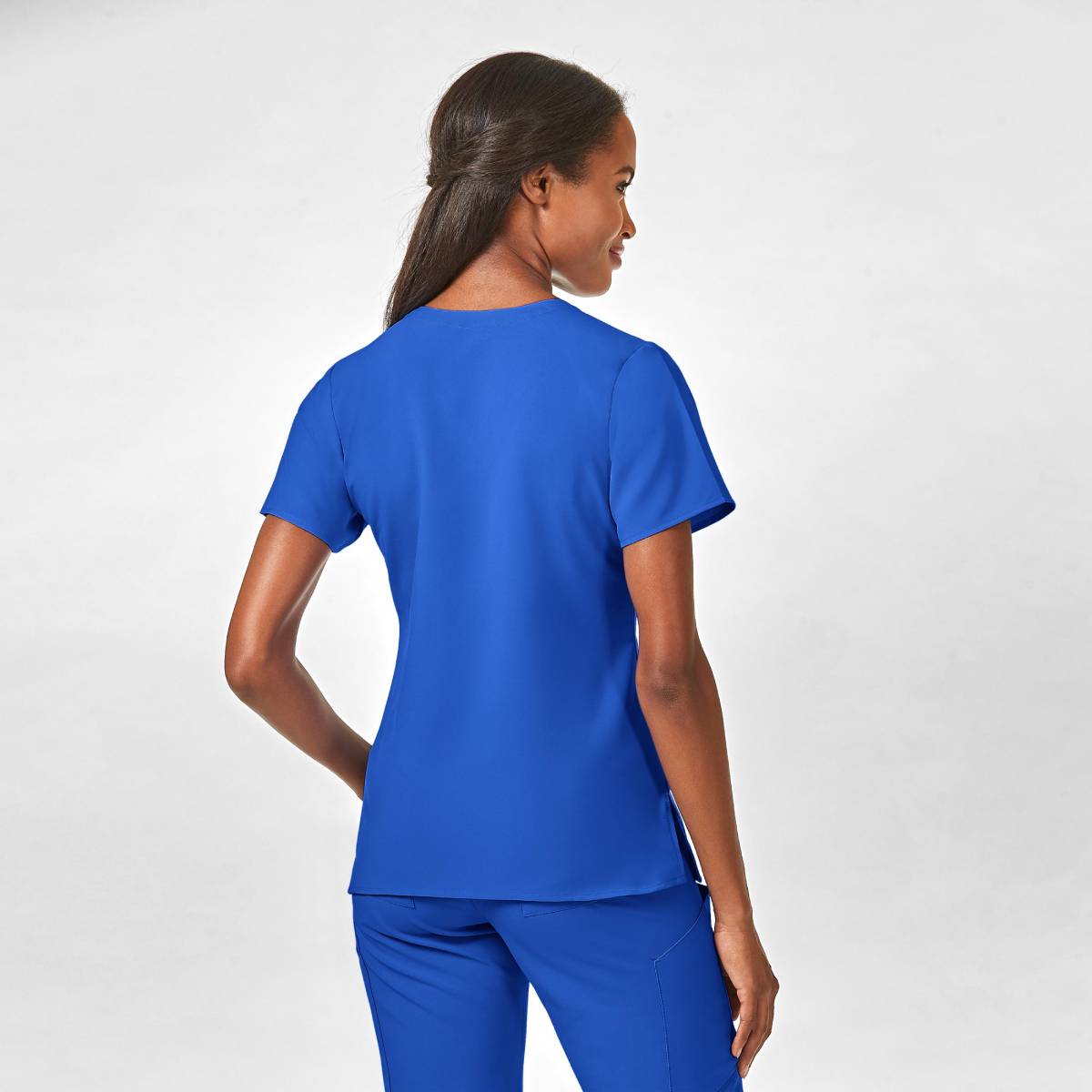 W123 WOMENS STYLIZED V-NECK TOP | ROYAL BLUE