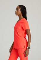 Barco One 4 Pocket V-Neck Perforated Panel Scrub Top | Neon Flame