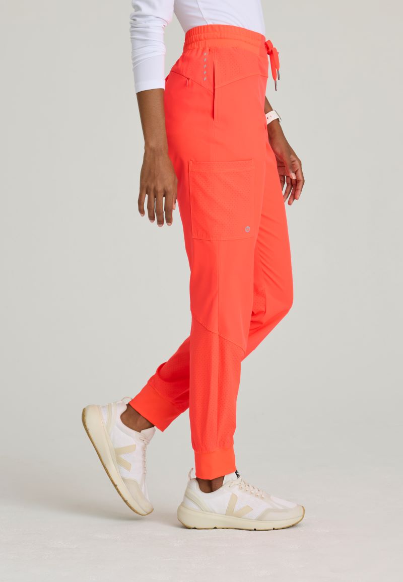 Barco One Drawstring Female Jogger Style Scrub Trousers | Neon Flame