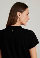 Grey's Anatomy Avery 2 Pocket Banded Collar Top | BLACK