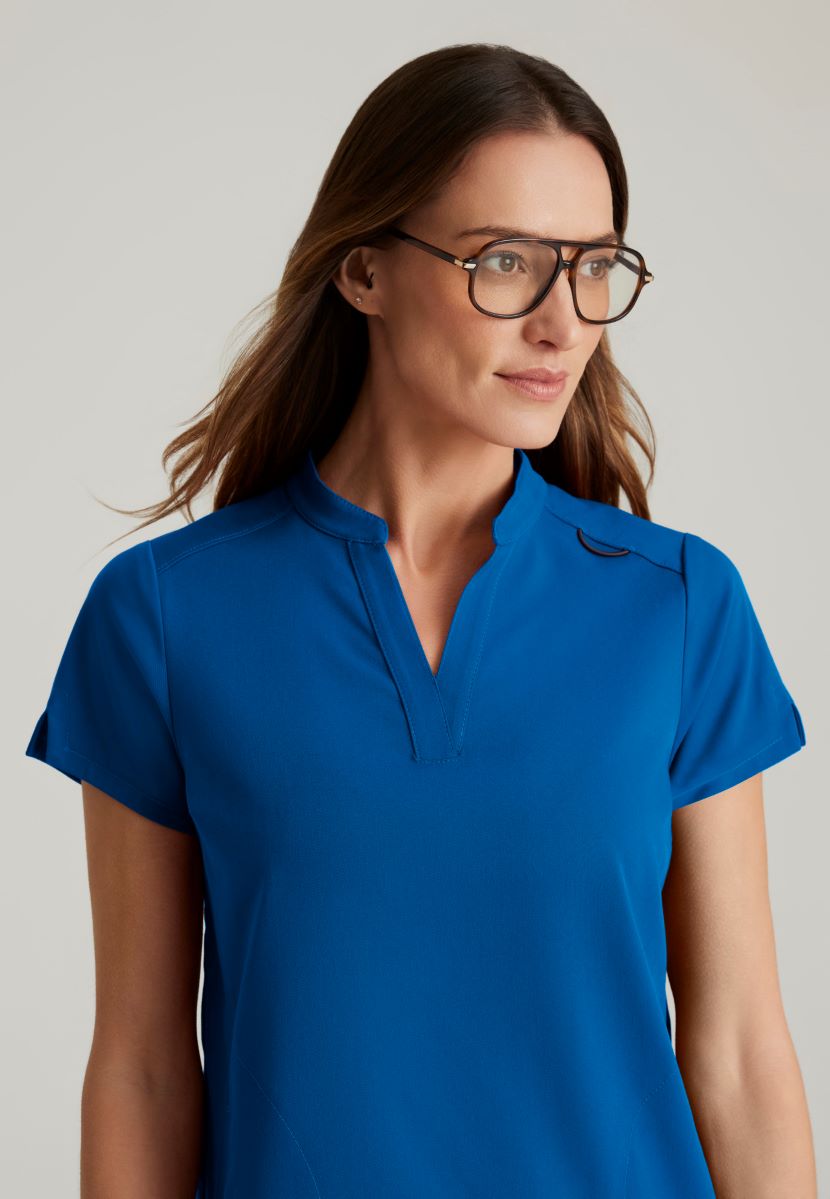 Grey's Anatomy Avery 2 Pocket Banded Collar Top | New Royal