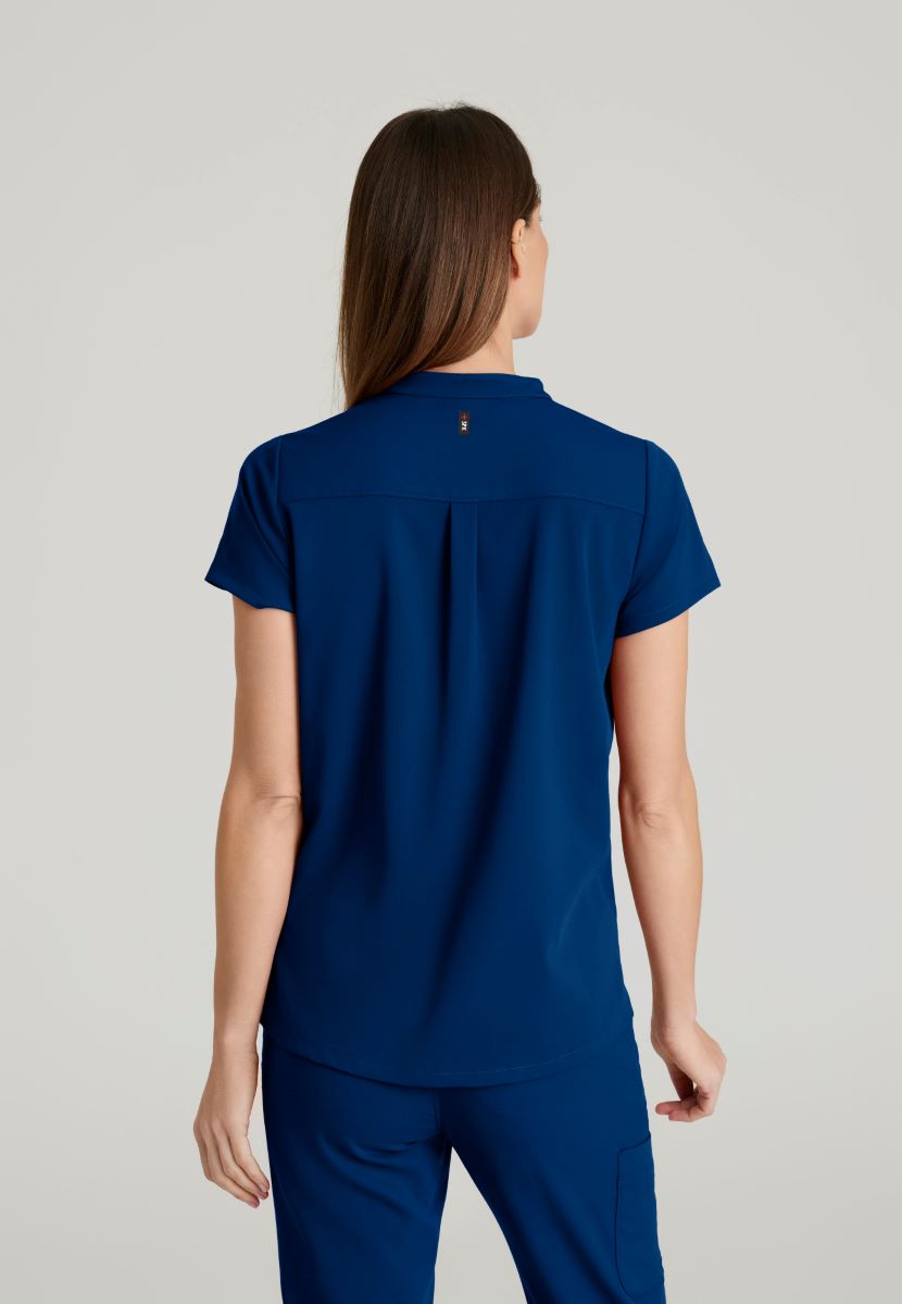 Grey's Anatomy Avery 2 Pocket Banded Collar Top | NAVY