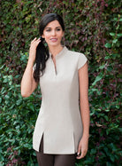 KATE V-NECK SPA TUNIC | BEIGE LINEN