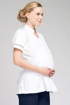 Maternity Nurses Wraparound Tunic | WHITE/NAVY