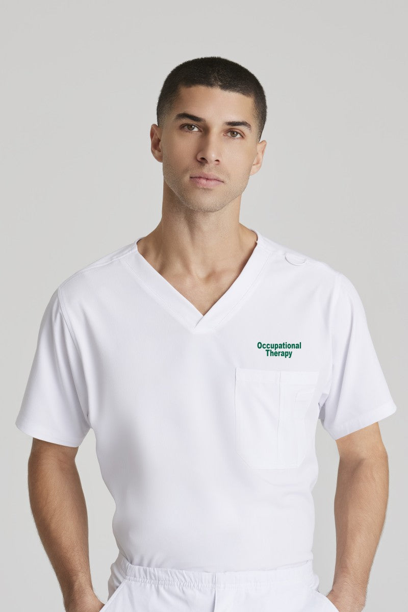 SKECHERS MALE STRUCTURE V-NECK TOP with Occupational Therapy logo | WHITE