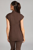 NICOLE WRAP EFFECT BEAUTY TUNIC | BROWN LINEN