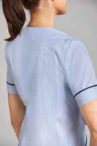 Nursing Uniform Tunic - PH1A Sweetheart Neckline + Button Front | BLUE STRIPE/NAVY