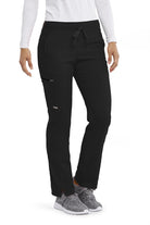 Greys Anatomy Kim 3 Pocket Elastic Back Waistband Zip-Pocket Pants | BLACK