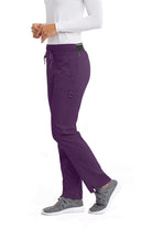 Greys Anatomy Kim 3 Pocket Elastic Back Waistband Zip-Pocket Pants | Eggplant