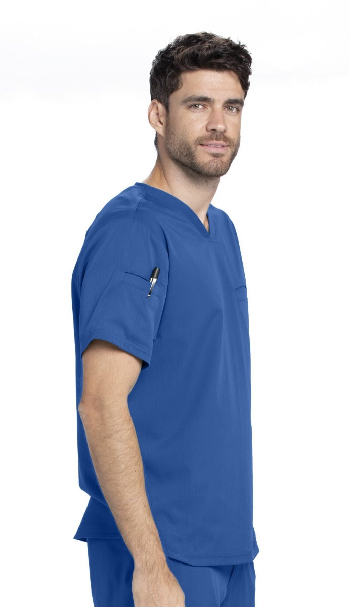 Grey's Anatomy Active Spandex Stretch Men's 3-Pocket V-Neck Scrub Tops | New Royal