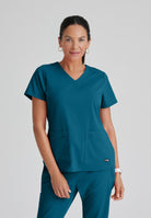 Greys Anatomy Emma 4 pocket, V-neck scrub top with angled seams | Bahama