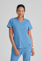 Greys Anatomy Emma 4 pocket, V-neck scrub top with angled seams | TRUE CEIL