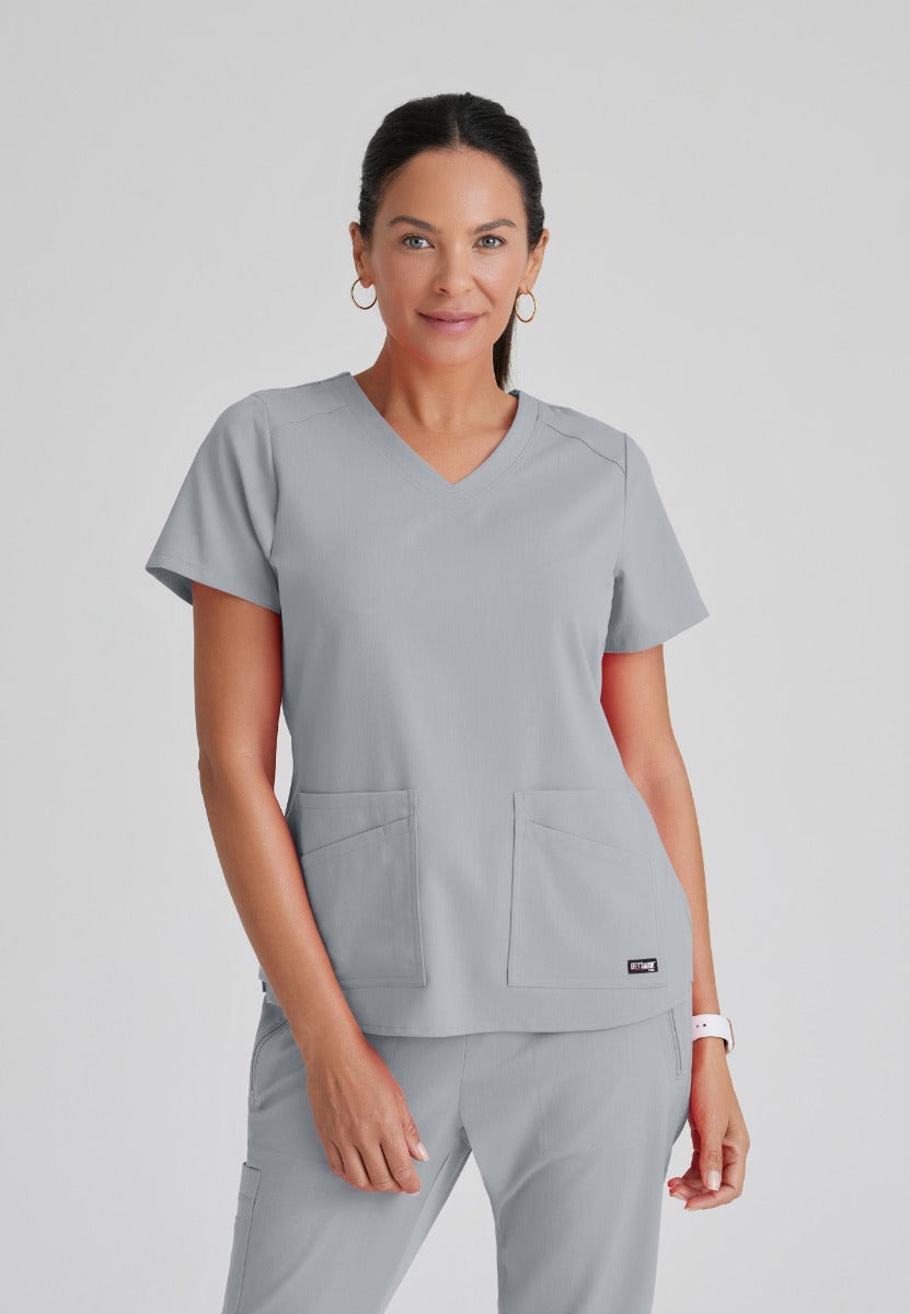 Greys Anatomy Emma 4 pocket, V-neck scrub top with angled seams | Moonstruck