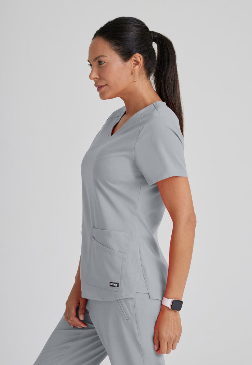 Greys Anatomy Emma 4 pocket, V-neck scrub top with angled seams | Moonstruck