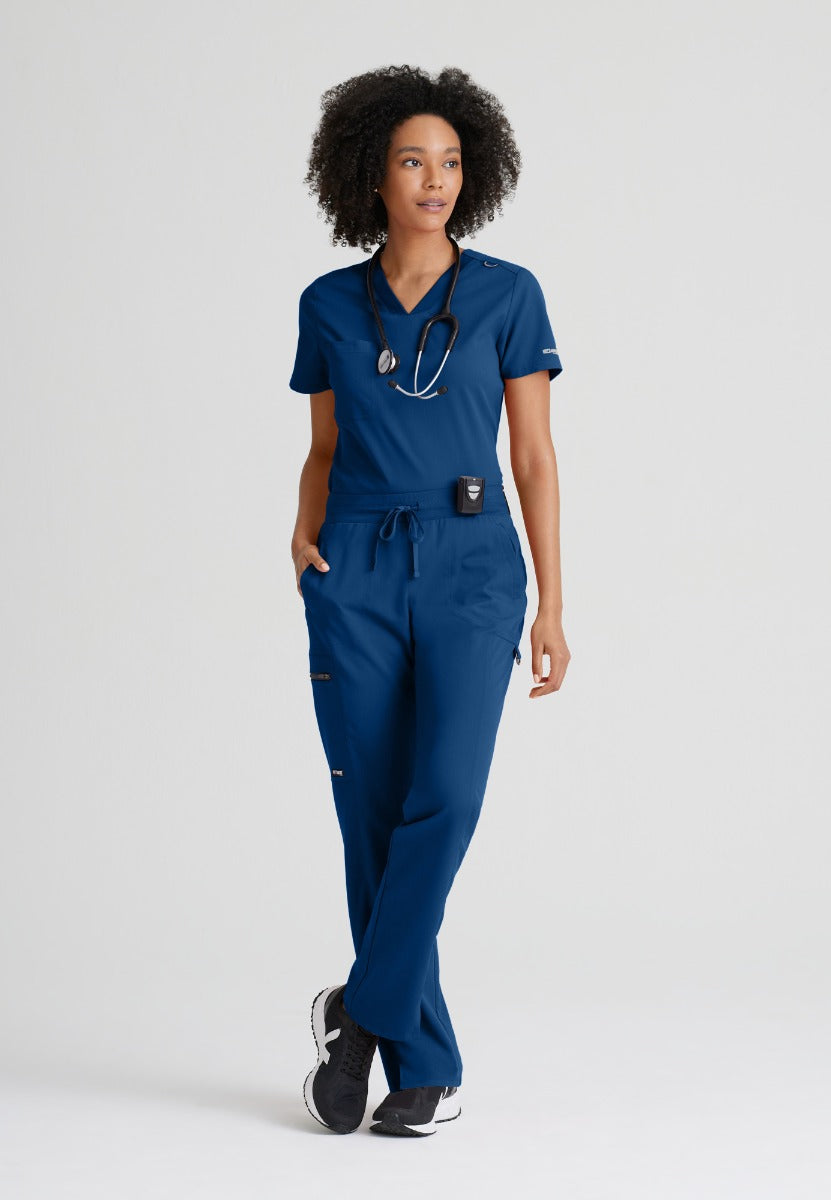 Grey's Anatomy Bree Tuck-in Scrub Top  | NAVY