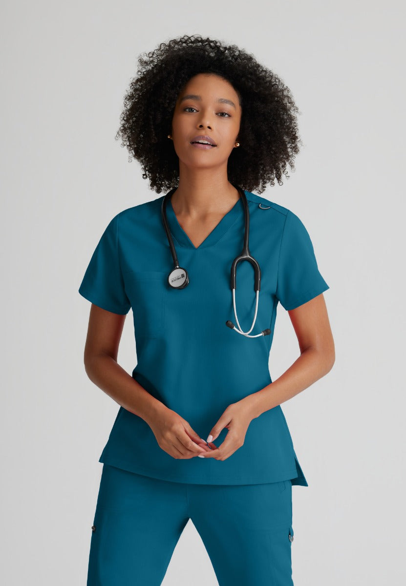 Grey's Anatomy Bree Tuck-in Scrub Top  | Bahama