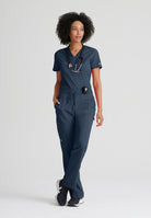 Grey's Anatomy Bree Tuck-in Scrub Top  | Steel