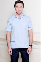 Male Healthcare Top with Collar + Buttons | SKY/NAVY