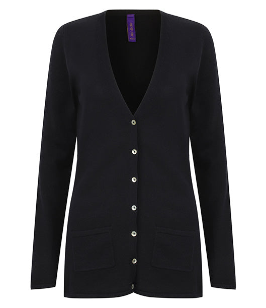 Ladies Cotton Acrylic V Neck Cardigan | NAVY