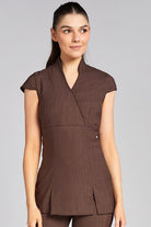 NICOLE WRAP EFFECT BEAUTY TUNIC | BROWN LINEN