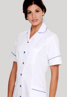 Nursing Uniform Tunic PH2A - Round Collar + Buttoned Front ⚡⚡⚡-50% OFF✨ | WHITE/METRO