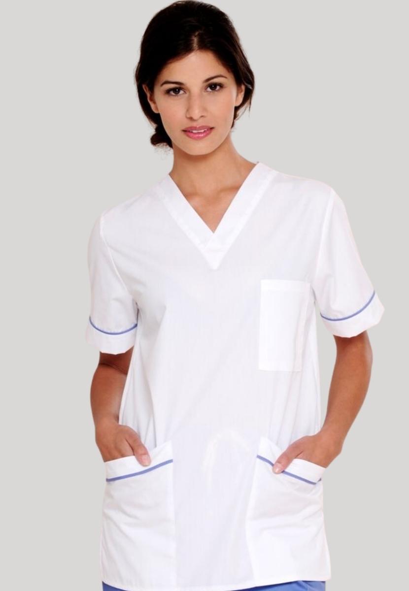 Diamond Designs Medical Unisex Scrub Top | WHITE/METRO